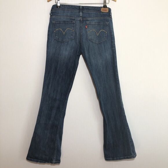 Levi’s Jeans Womens 11 Blue Juniors Flared Low Rise Floral Embroidered Bohemian - Picture 1 of 13